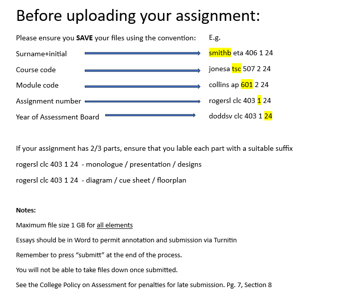 Description of how to save an assignment file